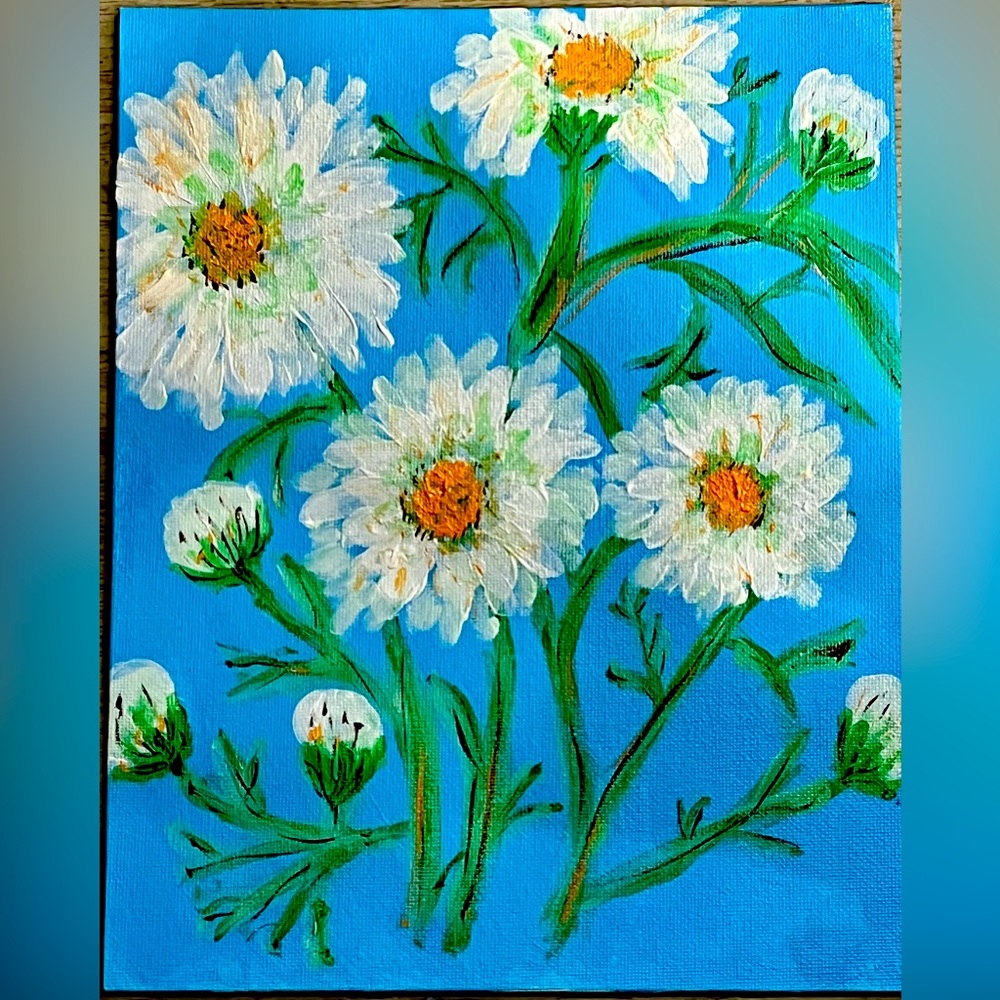 Acrylic Painting of “Daisy Days” Signed Original by Janet Smith of Boise, Idaho